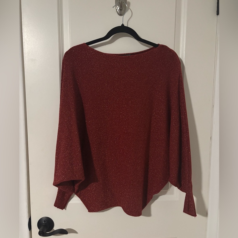 M - Metallic Red Sparkle Blouse – Made in Italy (Size S)